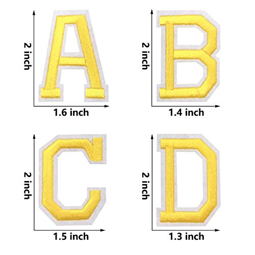 Letter Iron on Patches Sew on Applique Patches Gold Yellow Letter ...
