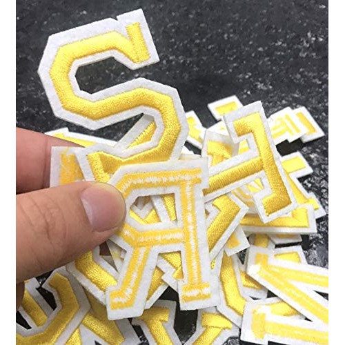 Letter Iron on Patches Sew on Applique Patches Gold Yellow Letter ...