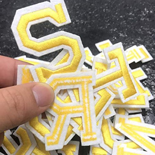 Letter Iron on Patches Sew on Applique Patches Gold Yellow Letter ...