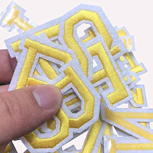 Letter Iron on Patches Sew on Applique Patches Gold Yellow Letter ...