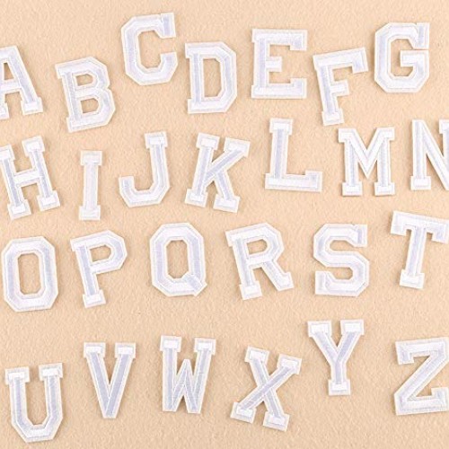 Letter Patches 26 Piece Iron on Letters Applique Sew on Patches Wh...
