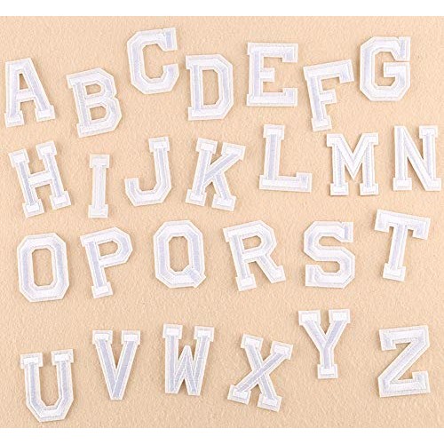 Letter Patches 26 Piece Iron on Letters Applique Sew on Patches Wh...