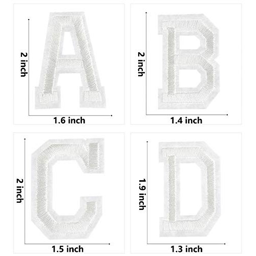 Letter Patches 26 Piece Iron on Letters Applique Sew on Patches Wh...