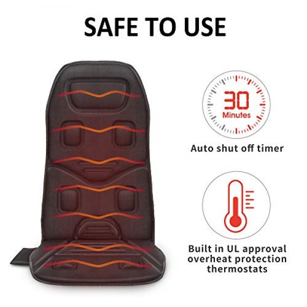 COMFIER Massage Seat Cushion with Heat,10 Vibration Motors Seat Wa...