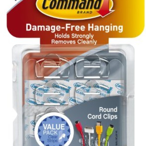 Command 17017CLR-VP Round Cord Clip, 10 Clips, Clear, 10 Clips