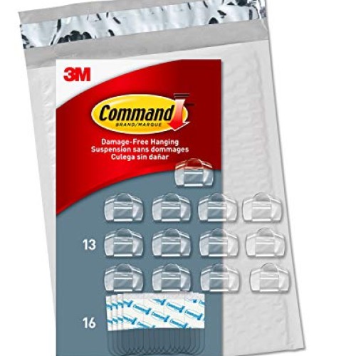 Command Clear Cord Clips, 13 Clips, 16 Strips CL017-13NA - Easy ...