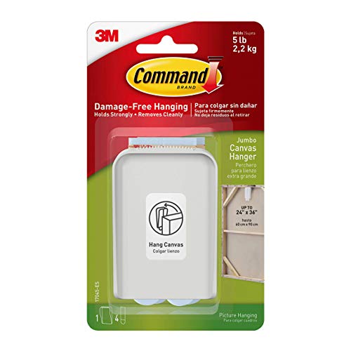 Command Jumbo Canvas Hanger, Holds 5 lbs, Indoor Use, Decorate Dam...