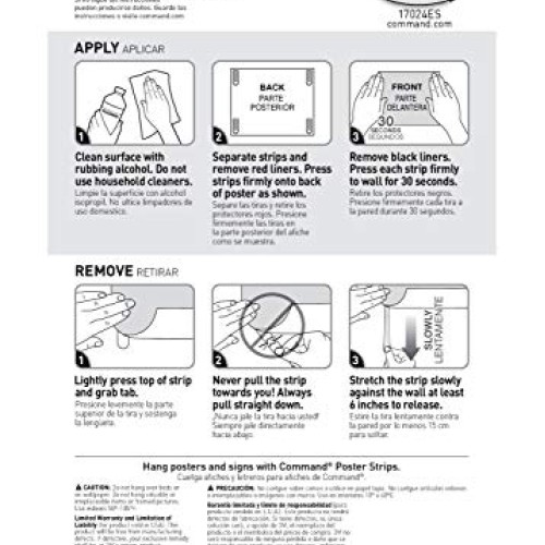 Command Small White Poster Strips, Indoor Use, 64 strips PH024-64NA