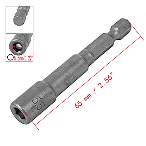 COMOK 65mm Length 5.5mm Magnetic Hex Nut Driver, Gray,10pcs