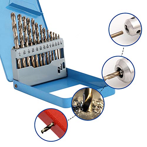COMOWARE Cobalt Drill Bit Set- 13Pcs M35 High Speed Steel, Twist J...