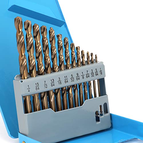 COMOWARE Cobalt Drill Bit Set- 13Pcs M35 High Speed Steel, Twist J...