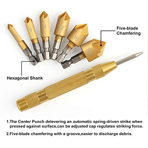 COMOWARE Countersink Drill Bit Set- 7 Pcs Counter Sinker Drill Bit...