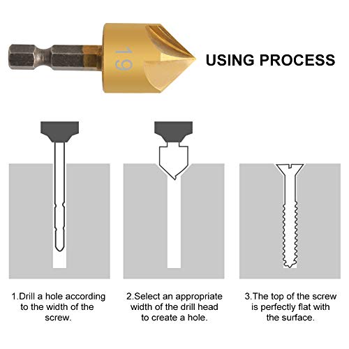 COMOWARE Countersink Drill Bit Set- 7 Pcs Counter Sinker Drill Bit...