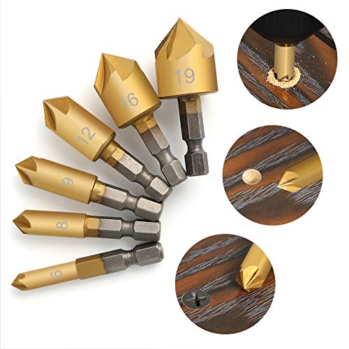 COMOWARE Countersink Drill Bit Set- 7 Pcs Counter Sinker Drill Bit...