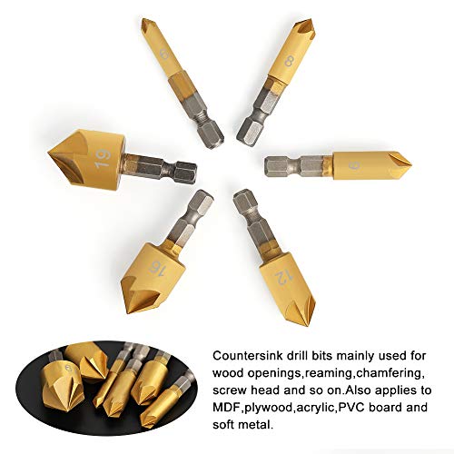 COMOWARE Countersink Drill Bit Set- 7 Pcs Counter Sinker Drill Bit...