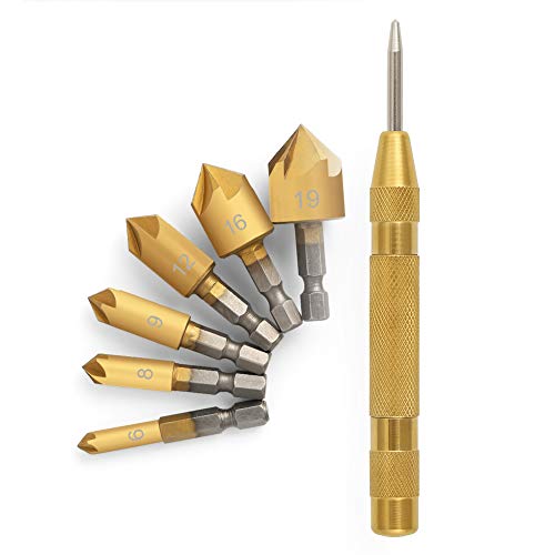 COMOWARE Countersink Drill Bit Set- 7 Pcs Counter Sinker Drill Bit...