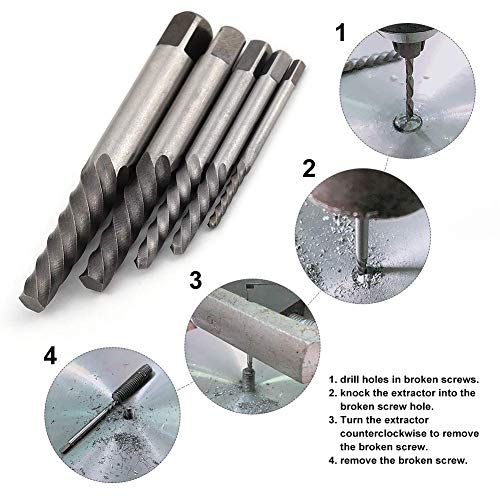 COMOWARE Screw Extractor & Left Hand Drill Bit Set- Broken Bolt Re...