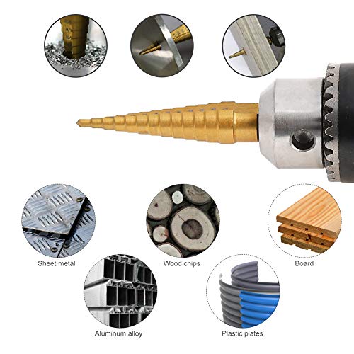 COMOWARE Step Drill Bit Set & Automatic Center Punch- Unibit, Tita...