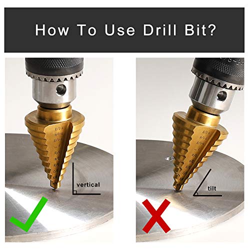 COMOWARE Step Drill Bit Set & Automatic Center Punch- Unibit, Tita...