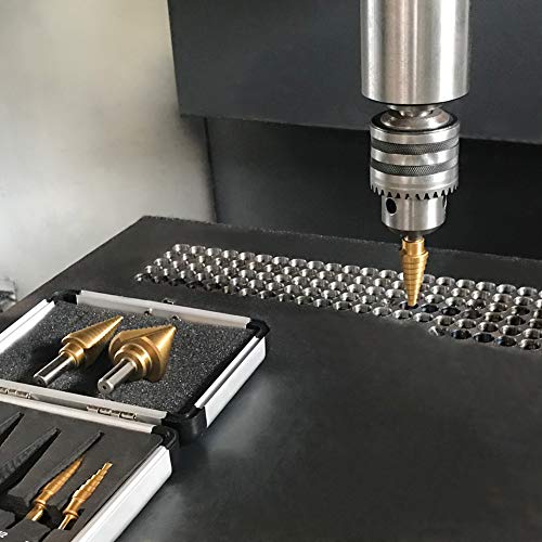 COMOWARE Step Drill Bit Set & Automatic Center Punch- Unibit, Tita...