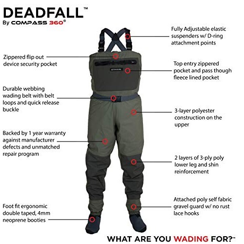 Compass 360 Deadfall Breathable STFT Chest Wader, Large