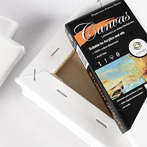 CONDA Artist Stretched Canvas 5 x 7 6 Pack 1 Inch depth Professi...