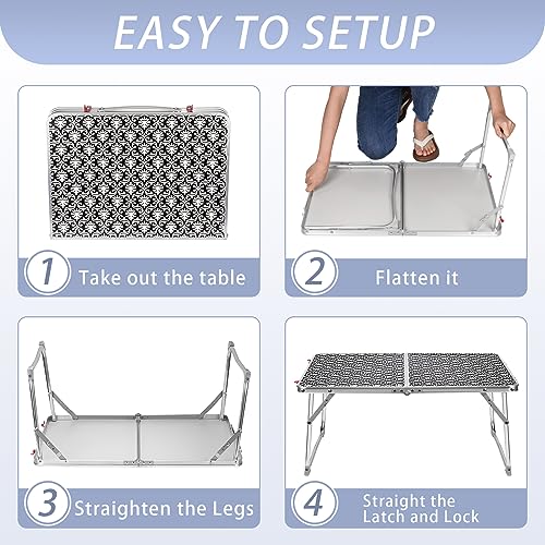 Coobi Small Folding Table,2 Foot x 16.5 inch Fold-in-Half Folding ...