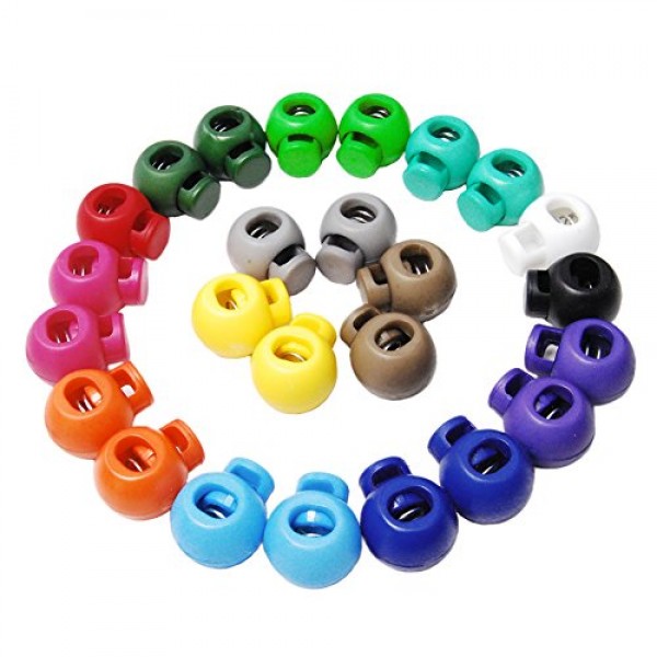 25pcs Accorted Colors Cord Lock Round Ball Toggle Stopper Plastic ...