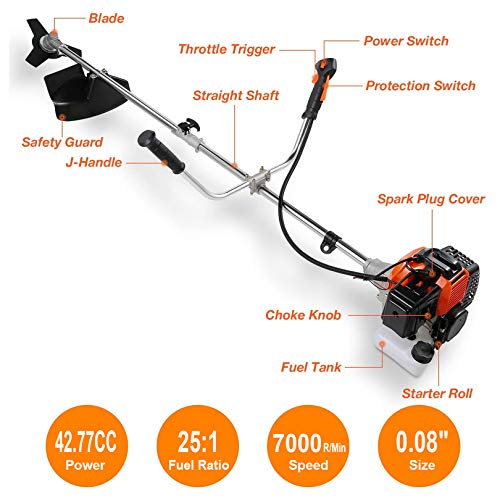 2-in-1 Cordless Grass Trimmer/Edger, 42.7CC 2-Cycle Gas String Tri...