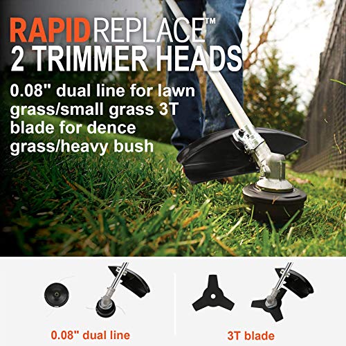 2-in-1 Cordless Grass Trimmer/Edger, 42.7CC 2-Cycle Gas String Tri...