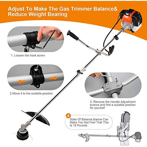 2-in-1 Cordless Grass Trimmer/Edger, 42.7CC 2-Cycle Gas String Tri...