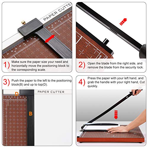 COOCHEER Paper Trimmer, A2-B7 Guillotine Paper Cutter Gridded Phot...