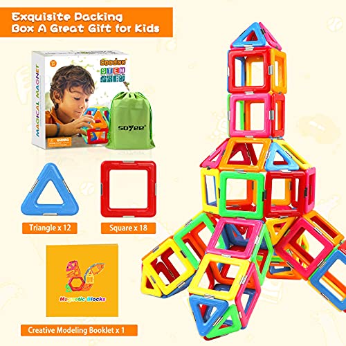 Upgraded Magnetic Blocks Tough Tiles STEM Toys for 3+ Year Old Boy...