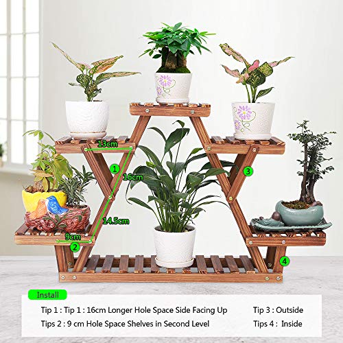 COOGOU Wood Plant Stand Indoor 6 Tier Flower Pot Holder Shelf Corn...