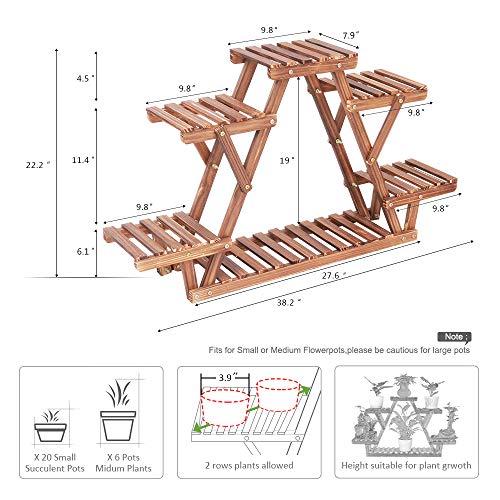 COOGOU Wood Plant Stand Indoor 6 Tier Flower Pot Holder Shelf Corn...