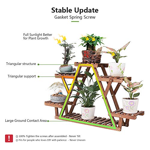 COOGOU Wood Plant Stand Indoor 6 Tier Flower Pot Holder Shelf Corn...