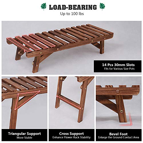 COOGOU Wood Plant Stand Indoor Outdoor 3 Tiered Corner Plant Shelf...