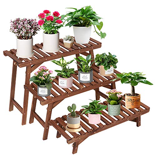 COOGOU Wood Plant Stand Indoor Outdoor 3 Tiered Corner Plant Shelf...