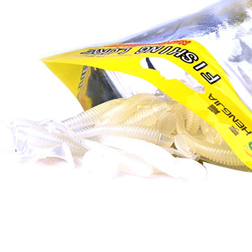 Coohole 50PCS Fishing Lure Swimbait Bait Kit Soft 5cm Silicone Bai...