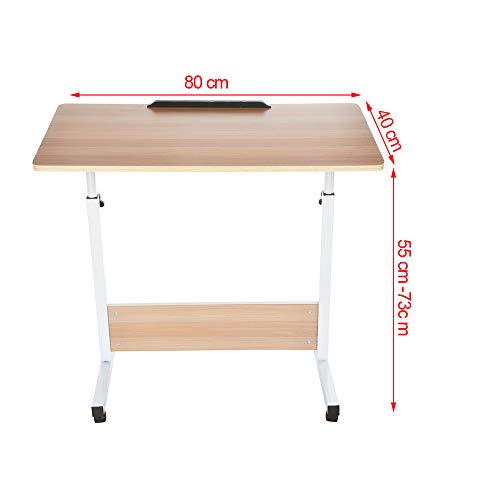 Coohole Home Office Desk with Four Lockable Wheels Can Be Raised a...