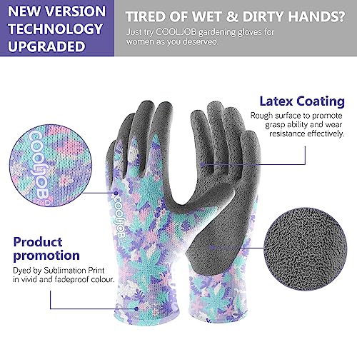 COOLJOB Colorful Gardening Gloves Best Gift for Women Ladies, 6 Pa...