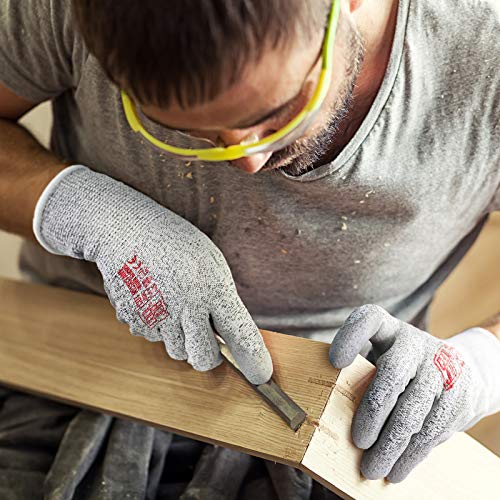 COOLJOB Cut Resistant Gloves, PU Coated Safety Work Gloves with Gr...