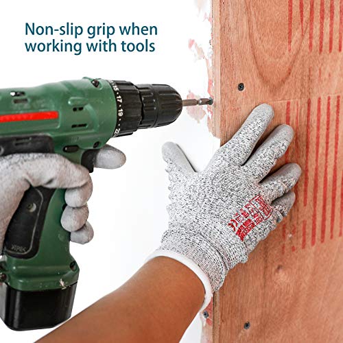COOLJOB Cut Resistant Gloves, PU Coated Safety Work Gloves with Gr...
