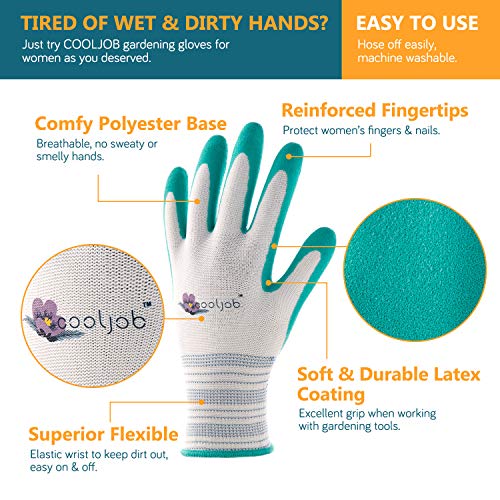 COOLJOB Gardening Gloves for Women and Ladies, 6 Pairs Breathable ...