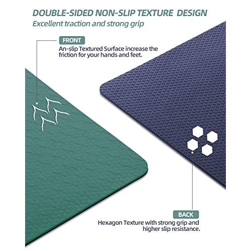 COOLMOON 1/4 Inch Extra Thick Yoga Mat Double-Sided Non Slip,Yoga ...