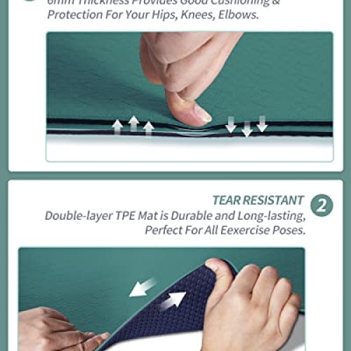 COOLMOON 1/4 Inch Extra Thick Yoga Mat Double-Sided Non Slip,Yoga ...