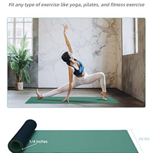 COOLMOON 1/4 Inch Extra Thick Yoga Mat Double-Sided Non Slip,Yoga ...