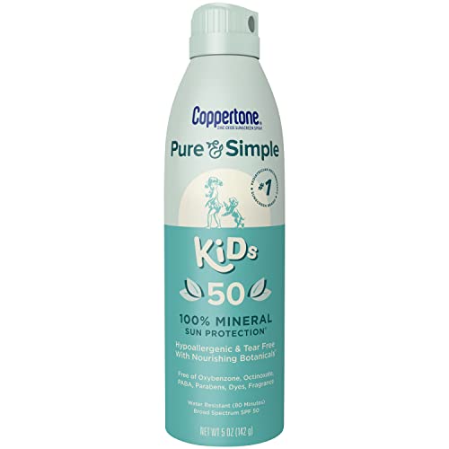 Coppertone Pure and Simple Kids Sunscreen Spray SPF 50, Zinc Oxide...