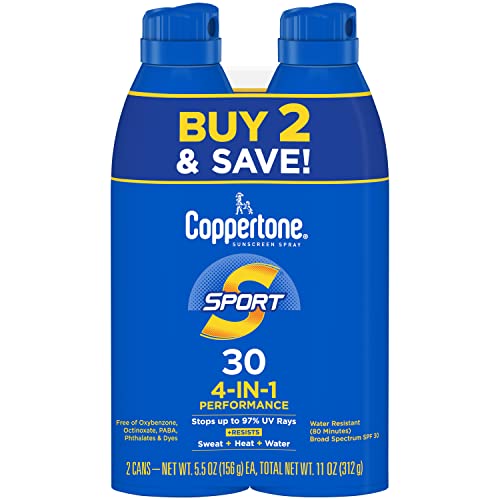 Coppertone SPORT Sunscreen Spray SPF 30, Water Resistant Spray Sun...