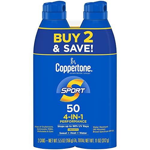 Coppertone SPORT Sunscreen Spray SPF 50, Water Resistant Spray Sun...